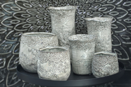 728836 | Lilly-Eva vase flower pattern L - beige | PTMD