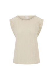 Mouwloze top van crinkle stof - off white | Zusss