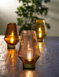1866261 | Tafellamp LED Ø16x23,5 cm JAYA - glas bruin+goud | Light & Living