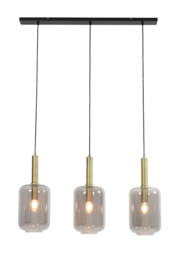 2946184 | Hanglamp 3L 100x22x32 cm LEKAR antiek brons+smoke glas | Light & Living - alleen afhalen