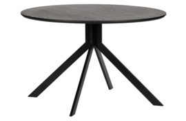 373792-Z | Bruno eettafel rond mdf zwart - Ø120cm | WOOOD Exclusive