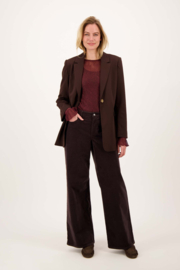 Kanten top met ruffle mouw - burgundy | Zusss