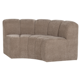 377902- D | Mojo eetbank half ronde hoek met rugleuning - rib donkerzand | WOOOD