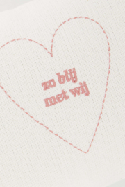 Kussen zo blij met wij 35x25cm - peper en zout/roze | Zusss - Binnenkort verwacht!