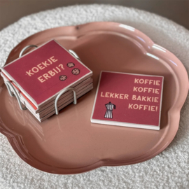 OZ3307 | Set van 6 onderzetters met rekje - koffie | HomeBound by KY