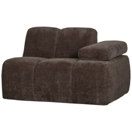 377452/3-B | Mojo 1-zits element met arm (links of rechts) - ribstof bruin | WOOOD