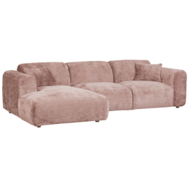 375072-T | Cloud chaise longue links - geweven chenille taupe/roze | WOOOD