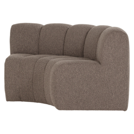 377902- BM | Mojo eetbank half ronde hoek met rugleuning - boucle bruin | WOOOD