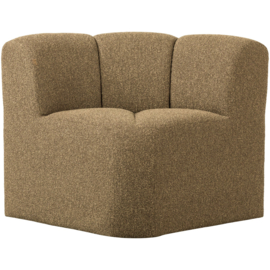 377533-GM | Mojo eetbank hoek met rugleuning - bouclé geel/bruin melange | WOOOD