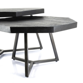 1646 | Coffeetable set Octagon - black | By-Boo