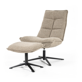  95593 | Fauteuil Marcus met voetenbank - beige baquer | Eleonora