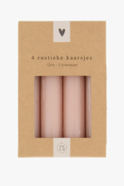 4 rustieke kaarsjes 12cm - terra roze | Zusss 