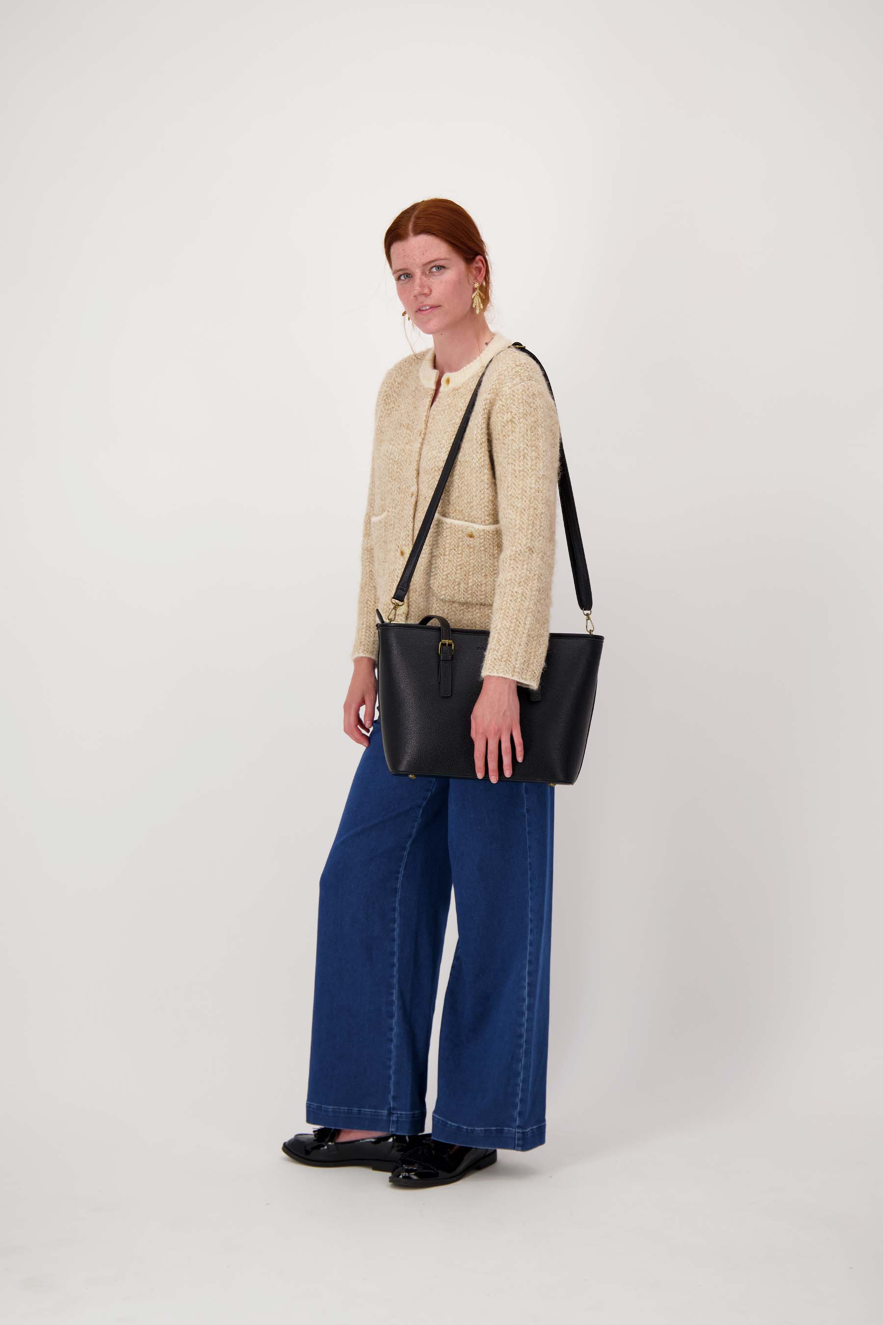 Shopper met rits - zwart | Zusss