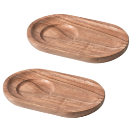 374107-N | Josje serveer plateau - acacia hout naturel (set van 2) | WOOOD