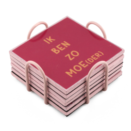  OZ3314 | Set van 6 onderzetters met rekje - moeder | HomeBound by KY