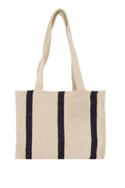 Katoenen tas met streep - ecru/donkerblauw | Zusss 