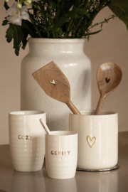 Lepel hout hart - naturel/wit | Zusss 