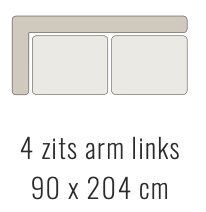 4 zits arm links - Denise 90x204 cm | Sevn