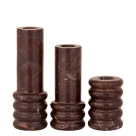 734810 | Bazil marble canlde holder L - burgundy | PTMD