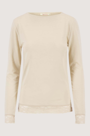 Boothals top met kant - grey oyster | Zusss