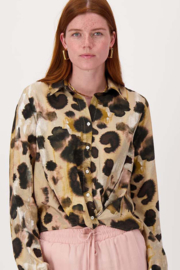  Nep overslag blouse met print - choco/sand/light pink | Zusss
