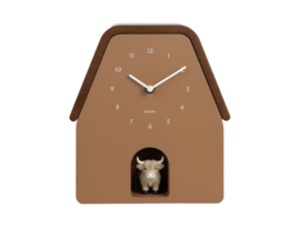 KA6162BR | Wall Clock Highland Cow Cuckoo - Mocha brown | Karlsson by Present Time - Medio november verwacht!