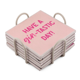 OZ3312 | Set van 6 onderzetters met rekje - gin | HomeBound by KY