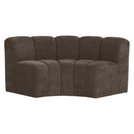 377902- B | Mojo eetbank half ronde hoek met rugleuning - rib bruin | WOOOD