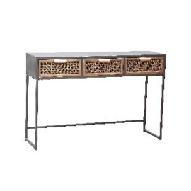 702080 | Myah Natural metal sidetable rattan 3 drawers | PTMD