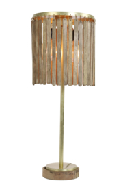 1865264 | Tafellamp Ø30x78 cm GULARO hout donker bruin-antiek brons | Light & Living