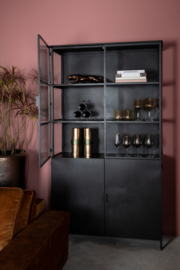 702587 | Elina Glass cabinet black iron frame 2 doors | PTMD