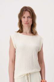 Mouwloze top van crinkle stof - off white | Zusss