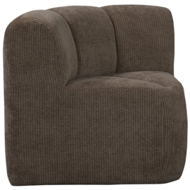 377533-B | Mojo eetbank hoek met rugleuning - ribstof bruin | WOOOD