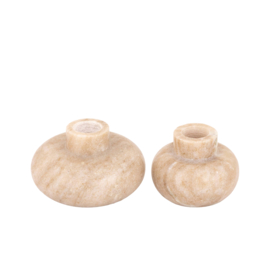 736456 | Arisha marble canldeholder low L - beige | PTMD - Medio in oktober!