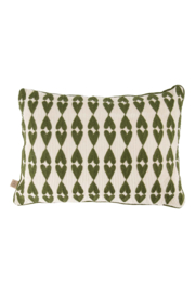 Kussen hartpatroon 35x25cm - off white/groen | Zusss 