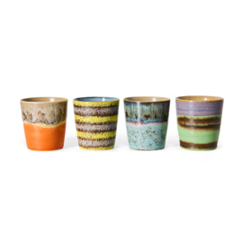 KST0240 | 70s ceramics: coffee mugs, funky (set of 4) | HKliving - Eind oktober verwacht!