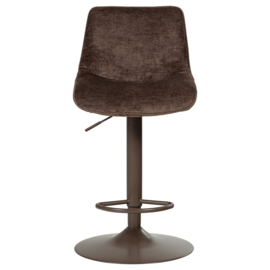 377486-D | Marten in hoogte verstelbare barstoel - chenille donkerbruin | WOOOD