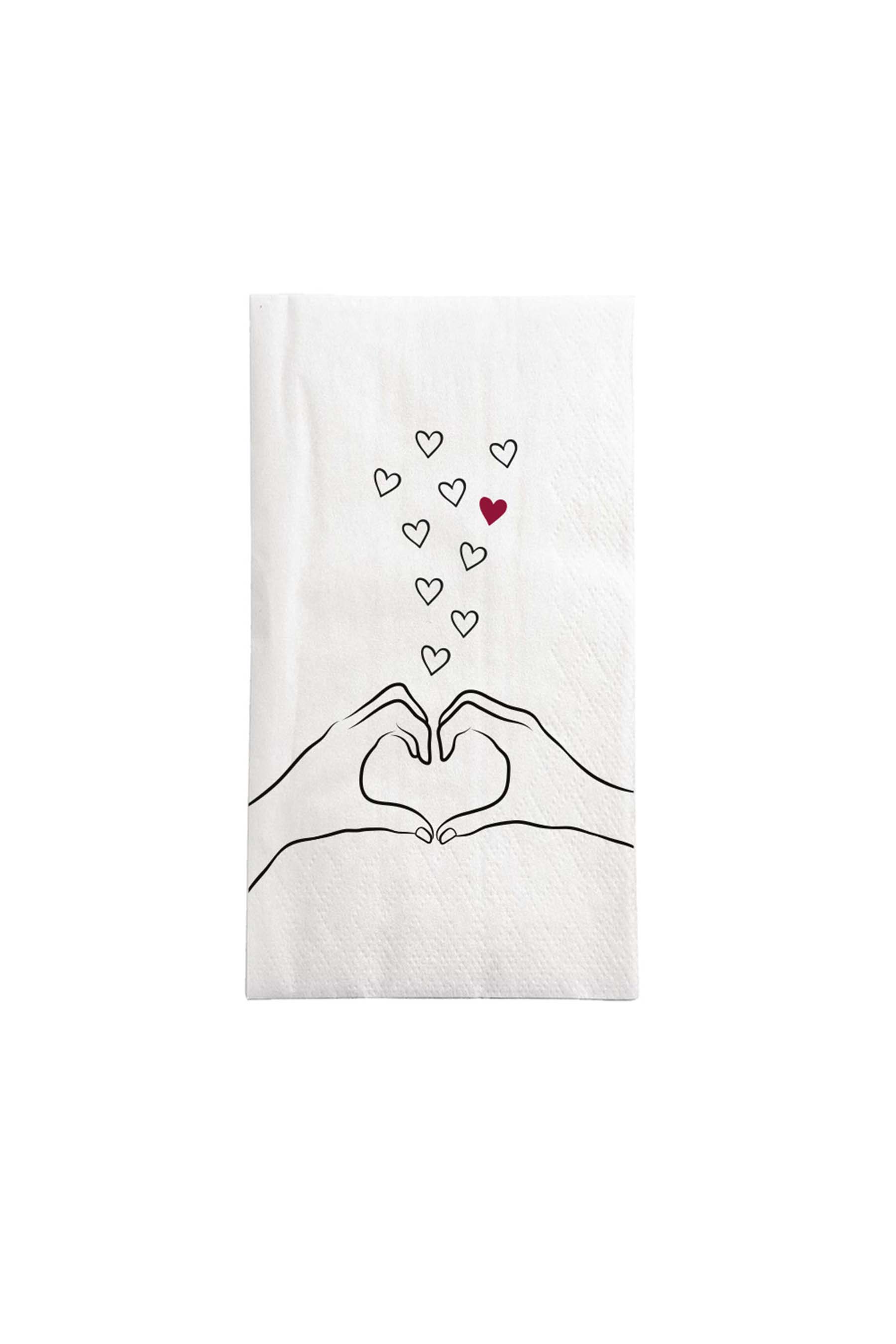 Servetten hartjes 11x20cm - wit/zwart/port | Zusss 