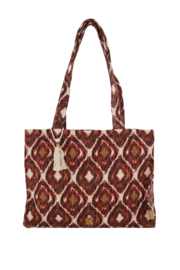 Katoenen tas met ikat print - zand/roodbruin | Zusss 