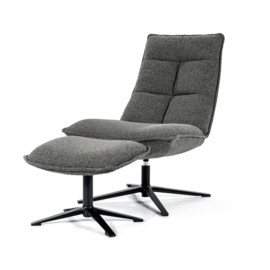 95591 | Fauteuil Marcus met voetenbank - antraciet baquer | Eleonora