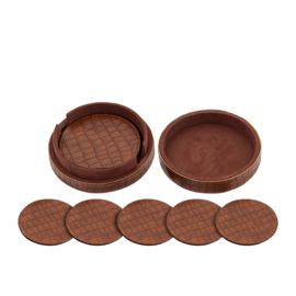 736576 | Delcia round coasters S/6 - brown | PTMD