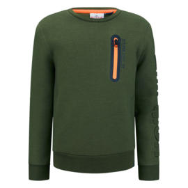 Retour sweater army/oranje