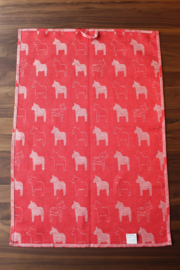 TEA TOWEL DALA HORSE RED