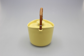 JAM POT W/ RATTAN HANDLE - YELLOW