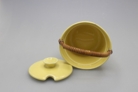 JAM POT W/ RATTAN HANDLE - YELLOW