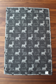 TEA TOWEL REINDEER BLACK