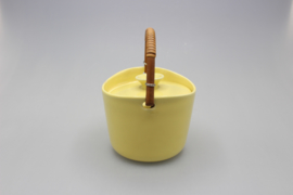 JAM POT W/ RATTAN HANDLE - YELLOW