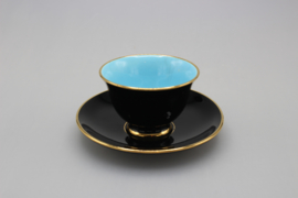 MOKKAKOP EN SCHOTEL 'PALETT' - TURQUOISE BLAUW