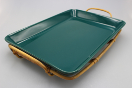 SCHAAL MET ROTAN HOUDER - GROEN