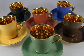 DEMITASSE AND SAUCER - BROWN / GOLD